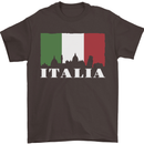Italy Skyline Italian Flag Mens T-Shirt 100% Cotton Dark Chocolate
