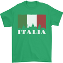 Italy Skyline Italian Flag Mens T-Shirt 100% Cotton Irish Green
