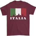 Italy Skyline Italian Flag Mens T-Shirt 100% Cotton Maroon