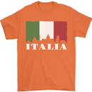 Italy Skyline Italian Flag Mens T-Shirt 100% Cotton Orange