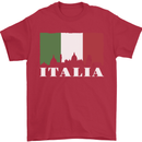 Italy Skyline Italian Flag Mens T-Shirt 100% Cotton Red
