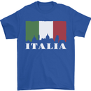 Italy Skyline Italian Flag Mens T-Shirt 100% Cotton Royal Blue