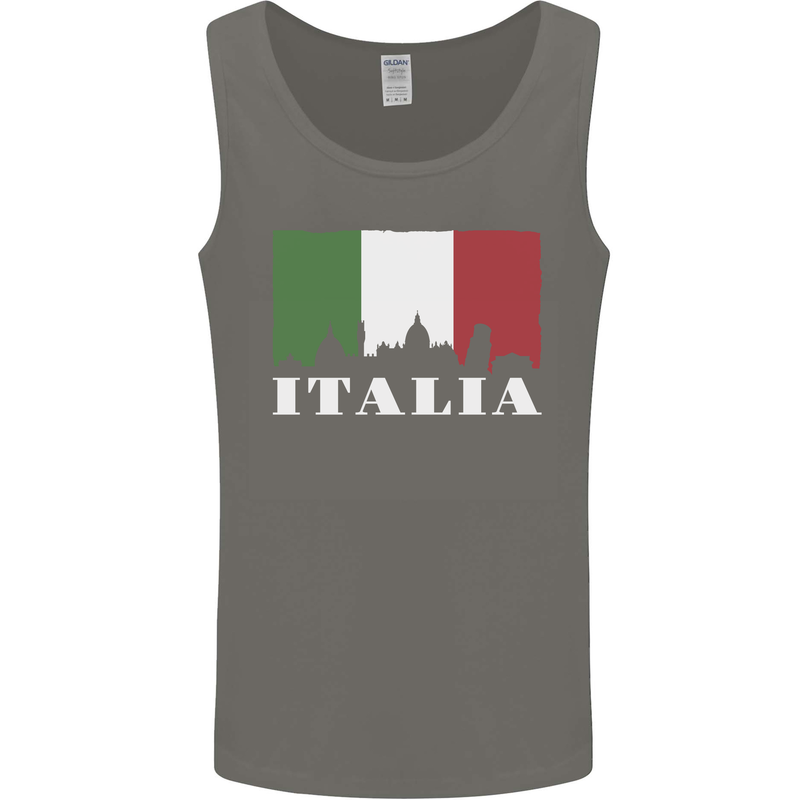 Italy Skyline Italian Flag Mens Vest Tank Top Charcoal