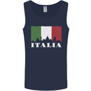 Italy Skyline Italian Flag Mens Vest Tank Top Navy Blue