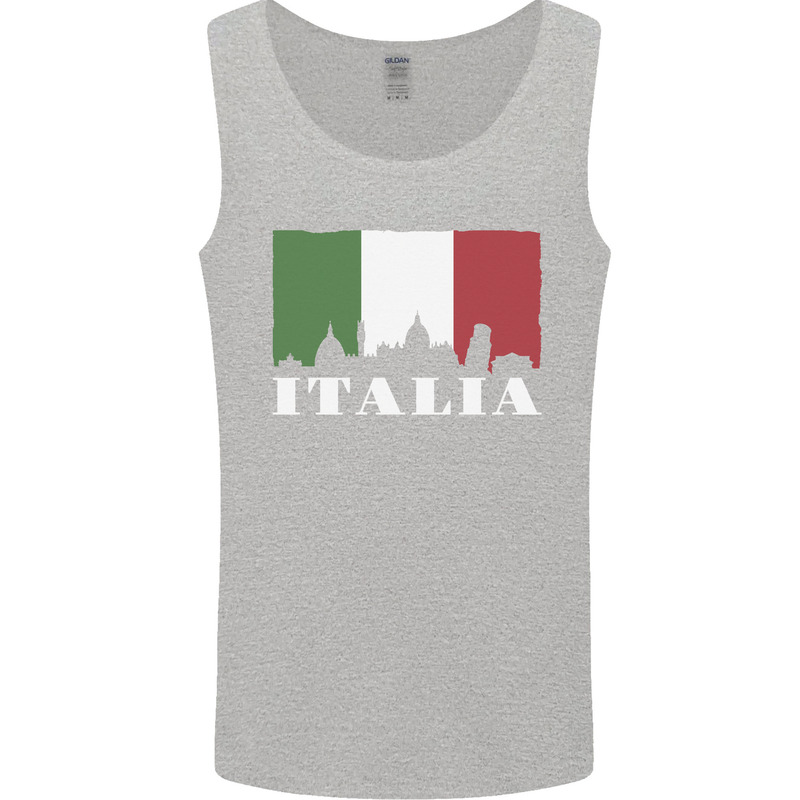 Italy Skyline Italian Flag Mens Vest Tank Top Sports Grey