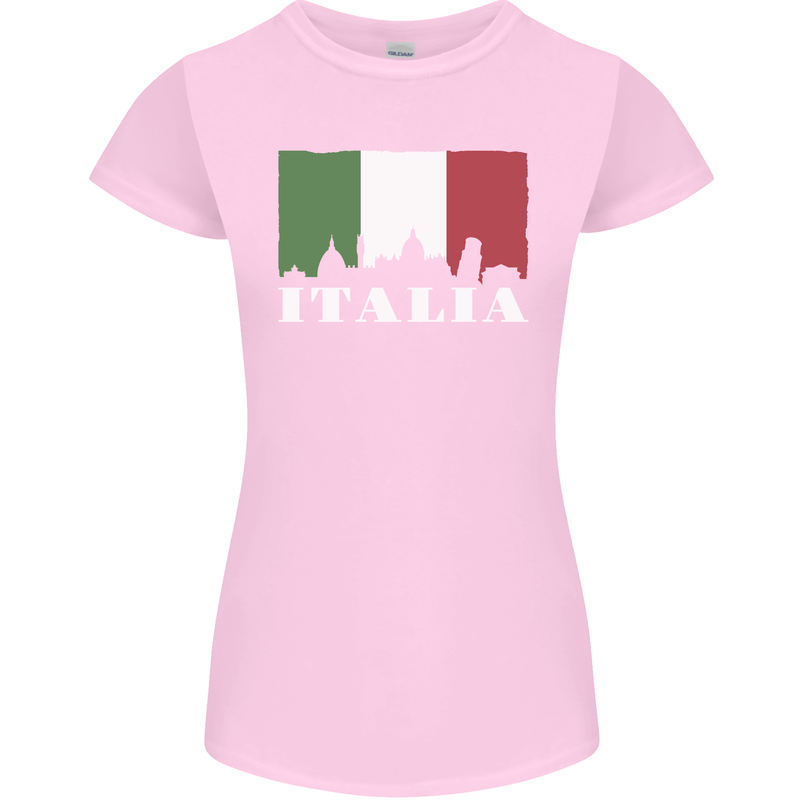 Italy Skyline Italian Flag Womens Petite Cut T-Shirt Light Pink