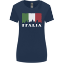 Italy Skyline Italian Flag Womens Wider Cut T-Shirt Navy Blue