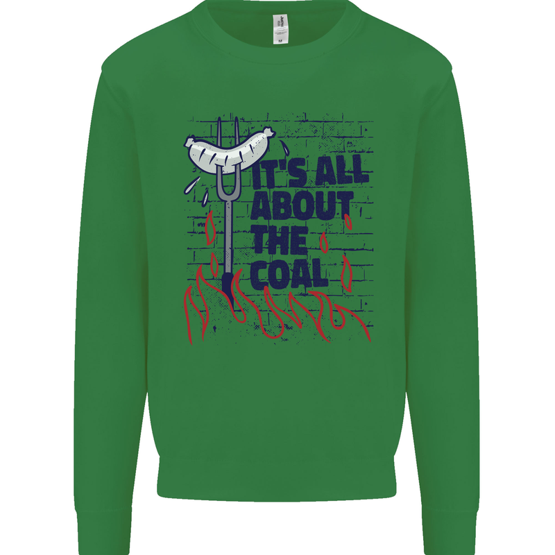 Its All About the Coal Funny BBQ Grill Kids Sweatshirt Jumper Irish Green