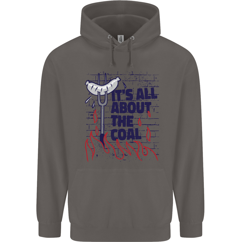Its All About the Coal Funny BBQ Grill Mens 80% Cotton Hoodie Charcoal