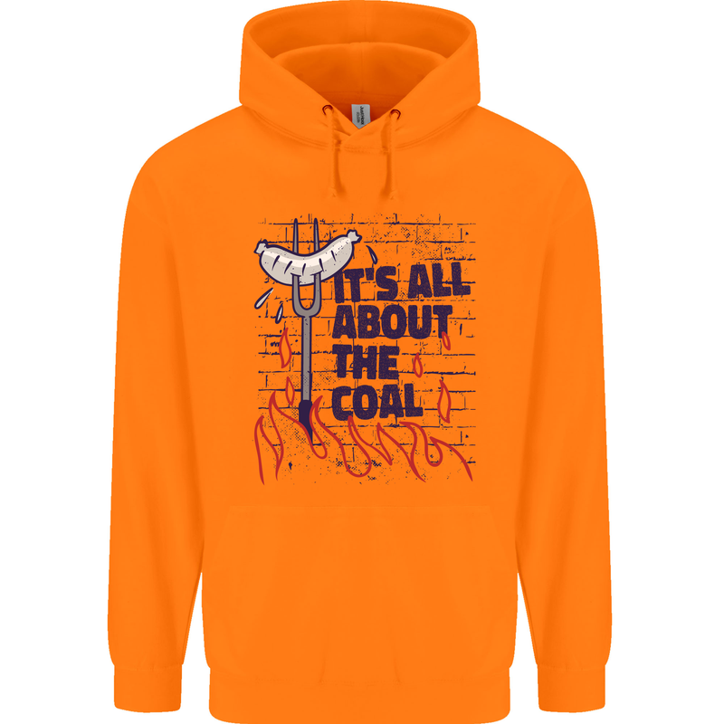 Its All About the Coal Funny BBQ Grill Mens 80% Cotton Hoodie Orange
