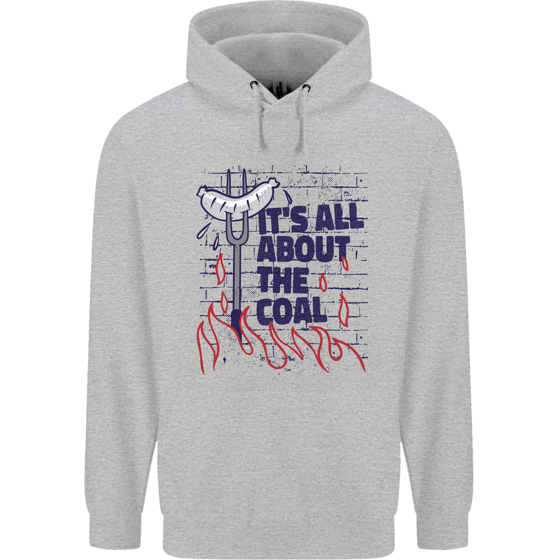 Its All About the Coal Funny BBQ Grill Mens 80% Cotton Hoodie Sports Grey