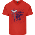 Its All About the Coal Funny BBQ Grill Mens V-Neck Cotton T-Shirt Red