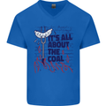 Its All About the Coal Funny BBQ Grill Mens V-Neck Cotton T-Shirt Royal Blue