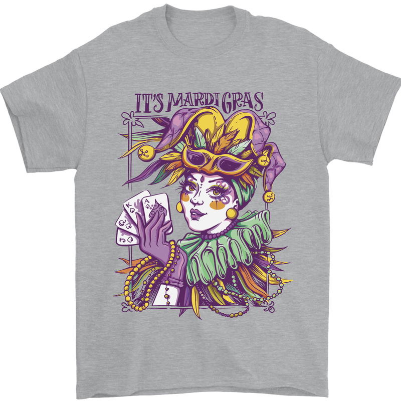 Its Mardi Gras Carnival Mens T-Shirt 100% Cotton Sports Grey