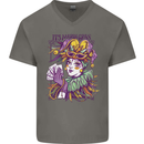 Its Mardi Gras Carnival Mens V-Neck Cotton T-Shirt Charcoal