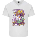 Its Mardi Gras Carnival Mens V-Neck Cotton T-Shirt White