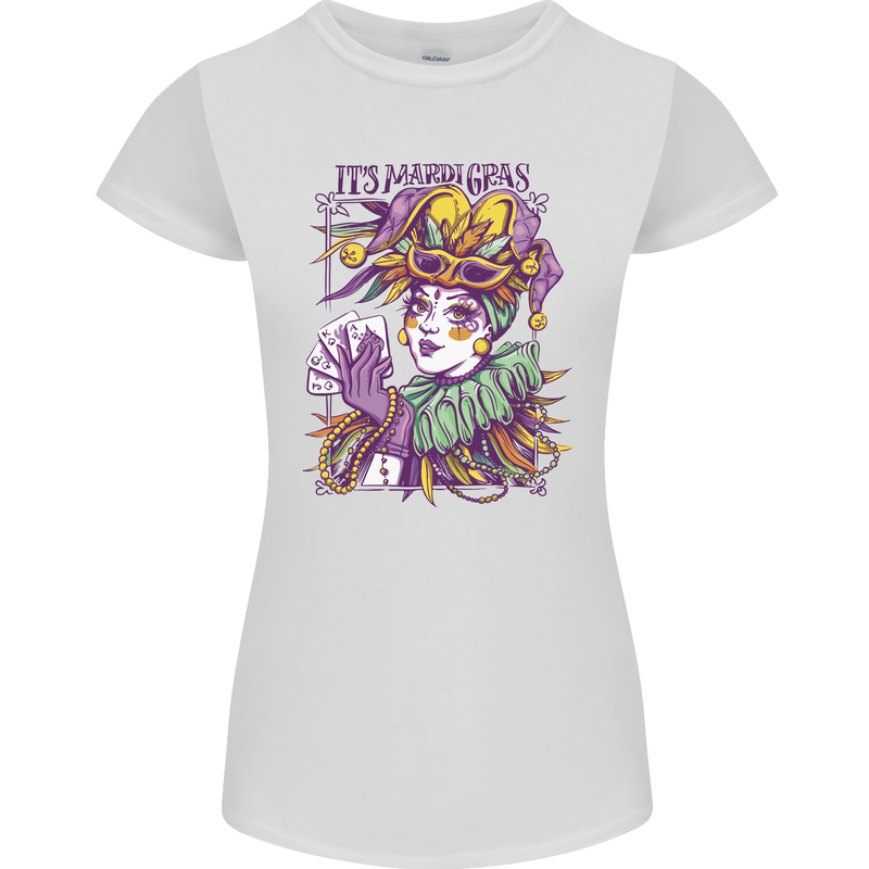 Its Mardi Gras Carnival Womens Petite Cut T-Shirt White