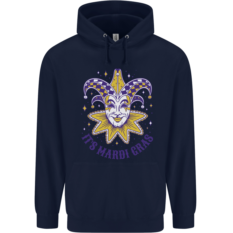 Its Mardi Gras Childrens Kids Hoodie Navy Blue