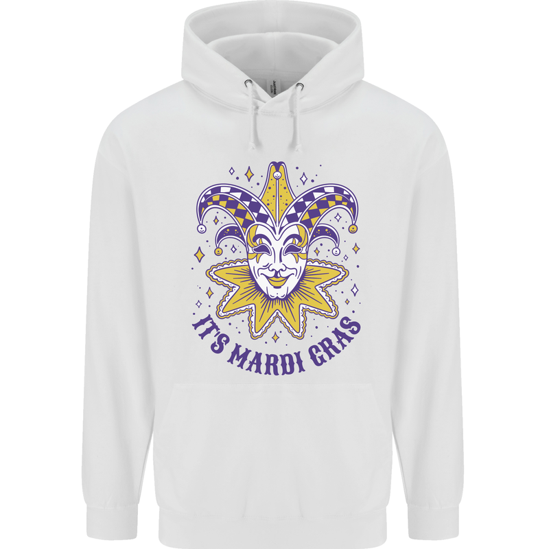Its Mardi Gras Childrens Kids Hoodie White