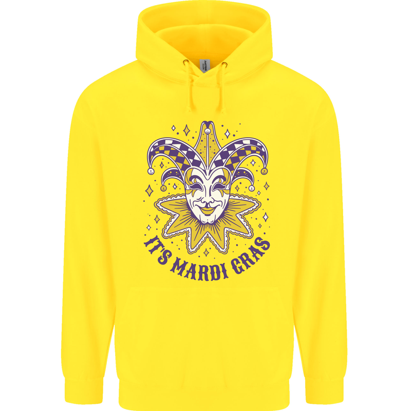 Its Mardi Gras Childrens Kids Hoodie Yellow