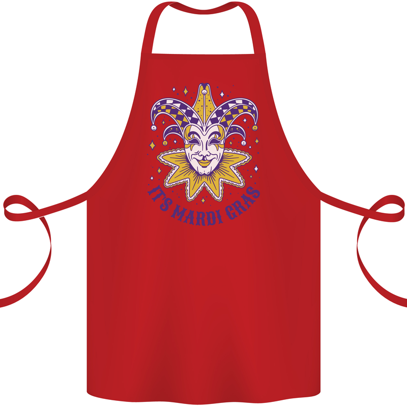 Its Mardi Gras Cotton Apron 100% Organic Red