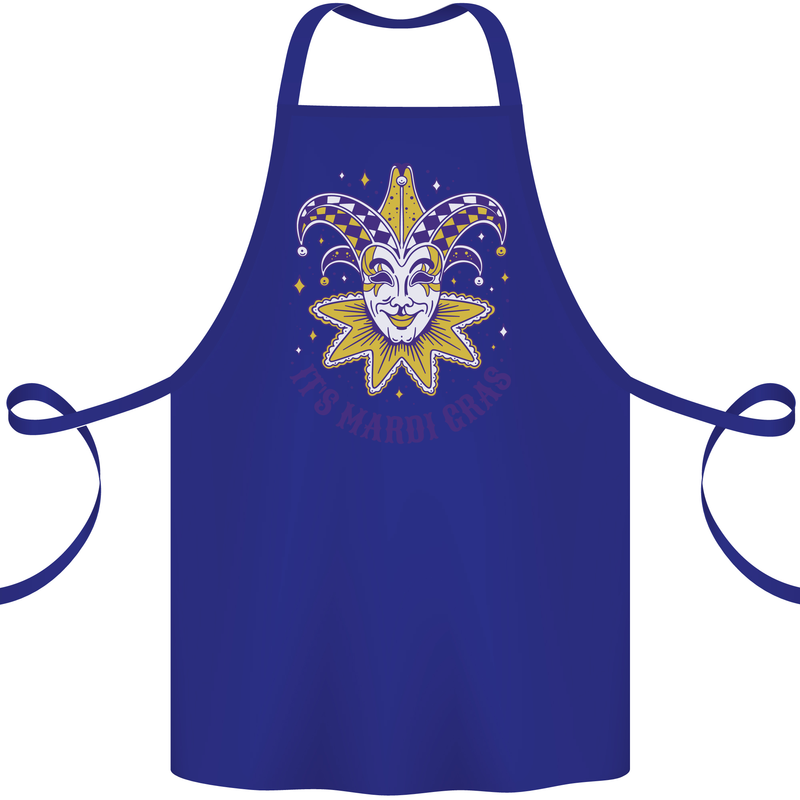 Its Mardi Gras Cotton Apron 100% Organic Royal Blue