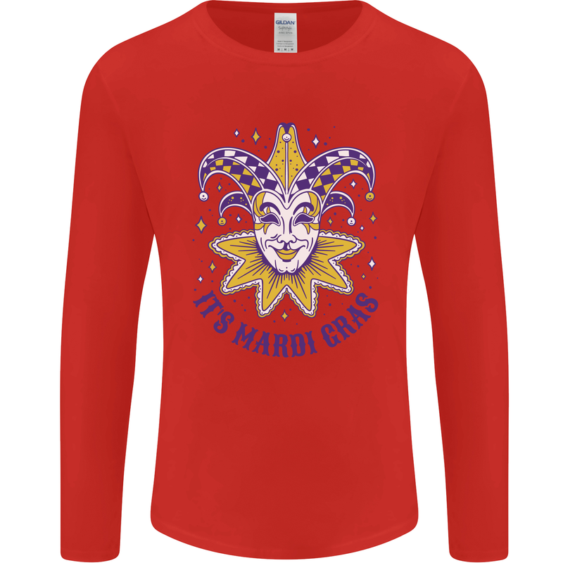 Its Mardi Gras Mens Long Sleeve T-Shirt Red
