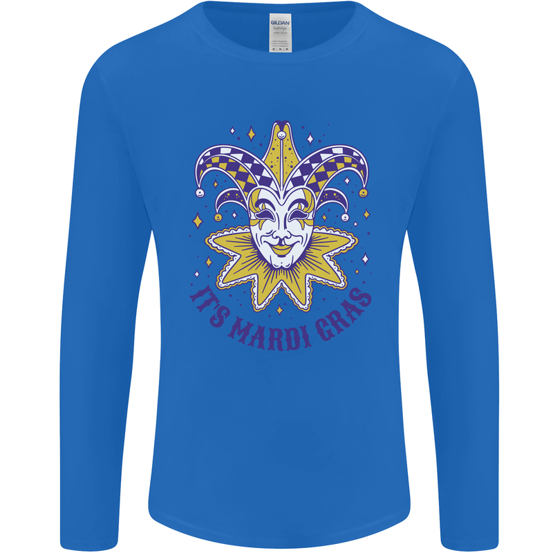 Its Mardi Gras Mens Long Sleeve T-Shirt Royal Blue