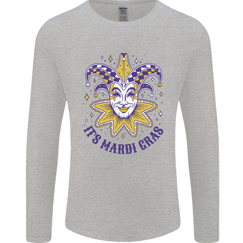 Its Mardi Gras Mens Long Sleeve T-Shirt Sports Grey