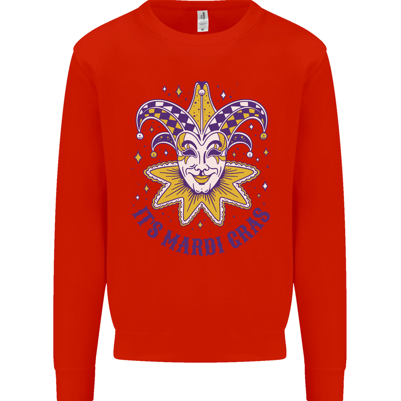 Its Mardi Gras Mens Sweatshirt Jumper Bright Red