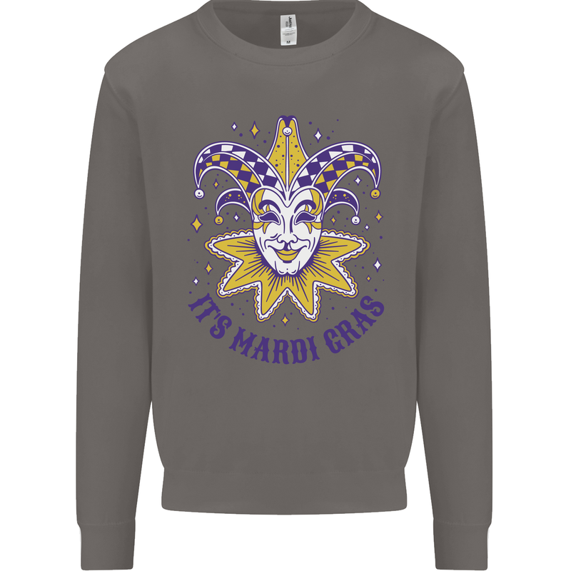 Its Mardi Gras Mens Sweatshirt Jumper Charcoal
