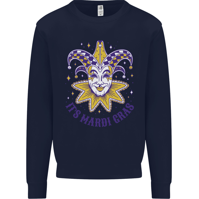 Its Mardi Gras Mens Sweatshirt Jumper Navy Blue