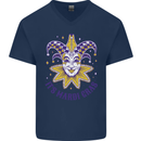 Its Mardi Gras Mens V-Neck Cotton T-Shirt Navy Blue