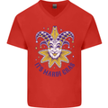 Its Mardi Gras Mens V-Neck Cotton T-Shirt Red