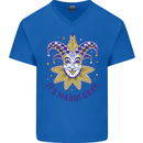 Its Mardi Gras Mens V-Neck Cotton T-Shirt Royal Blue