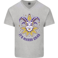 Its Mardi Gras Mens V-Neck Cotton T-Shirt Sports Grey