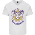 Its Mardi Gras Mens V-Neck Cotton T-Shirt White