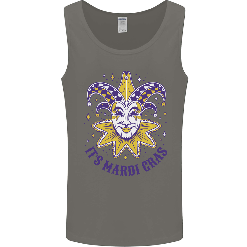 Its Mardi Gras Mens Vest Tank Top Charcoal