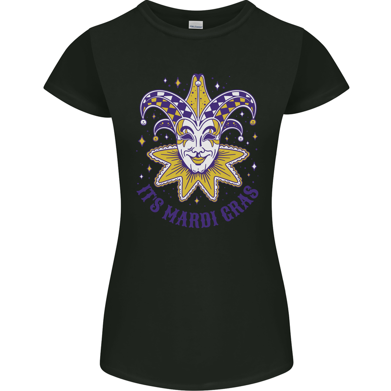 Its Mardi Gras Womens Petite Cut T-Shirt Black