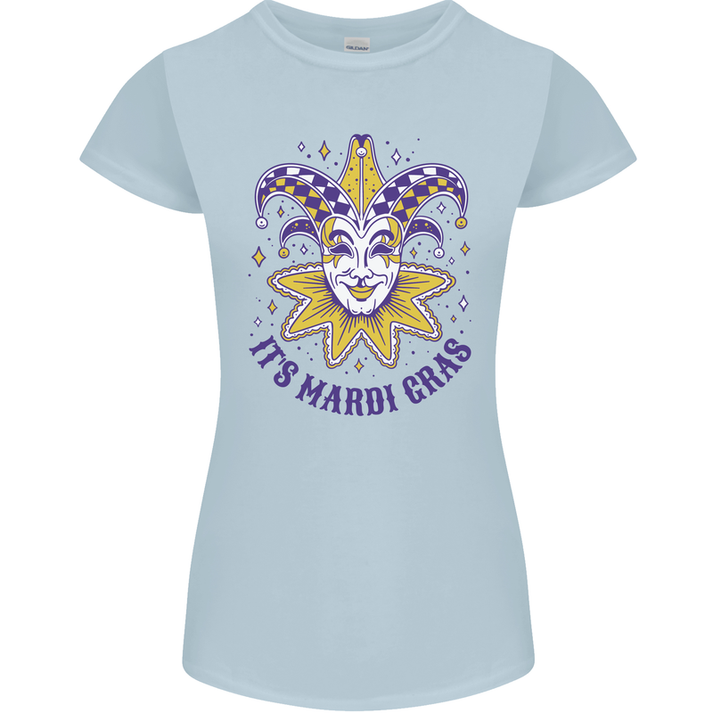 Its Mardi Gras Womens Petite Cut T-Shirt Light Blue