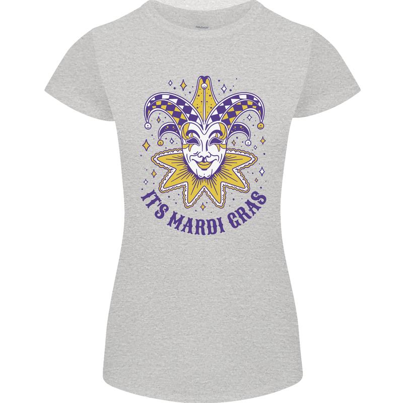 Its Mardi Gras Womens Petite Cut T-Shirt Sports Grey