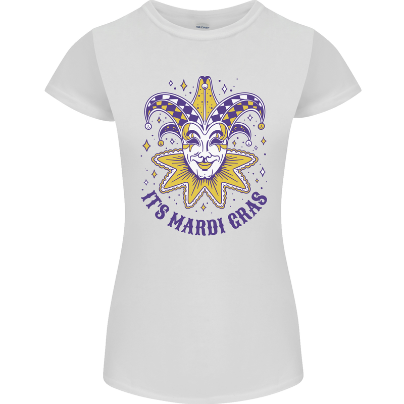 Its Mardi Gras Womens Petite Cut T-Shirt White