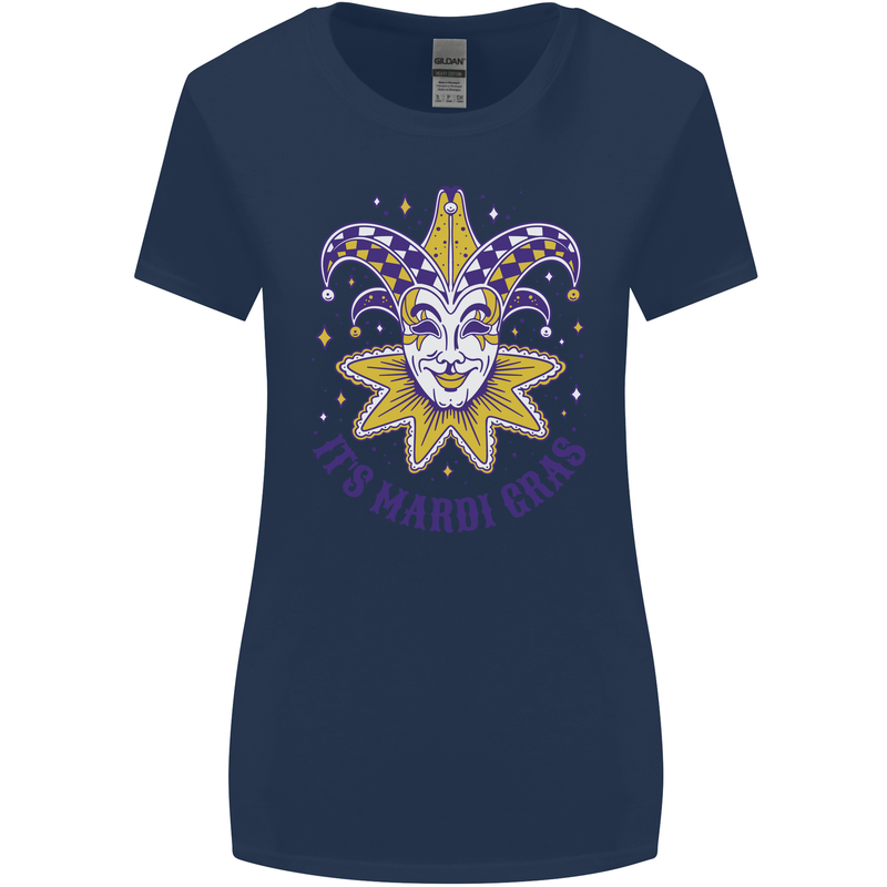 Its Mardi Gras Womens Wider Cut T-Shirt Navy Blue