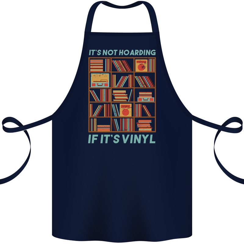 Its Not Hoarding Funny Vinyl Records Turntable Cotton Apron 100% Organic Navy Blue