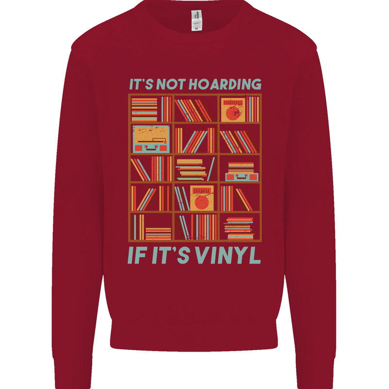 Its Not Hoarding Funny Vinyl Records Turntable Kids Sweatshirt Jumper Red