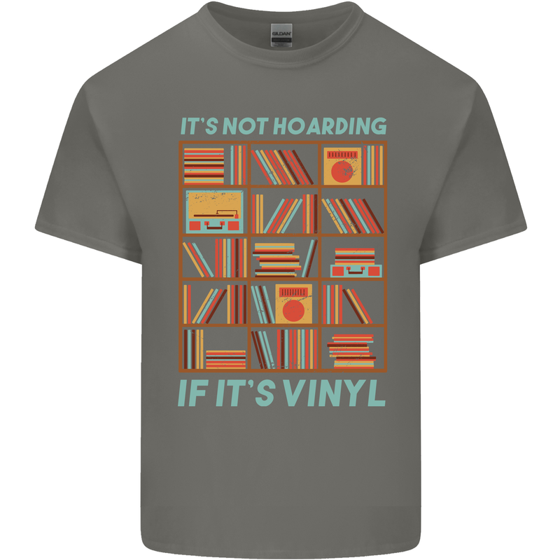 Its Not Hoarding Funny Vinyl Records Turntable Kids T-Shirt Childrens Charcoal