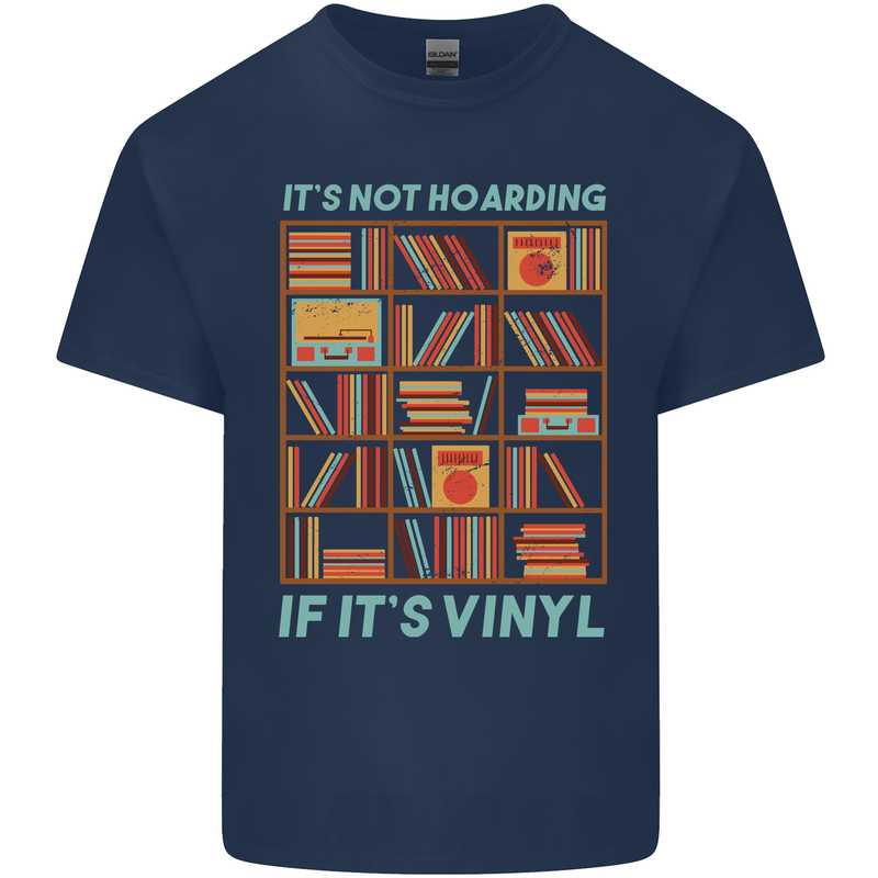 Its Not Hoarding Funny Vinyl Records Turntable Kids T-Shirt Childrens Navy Blue