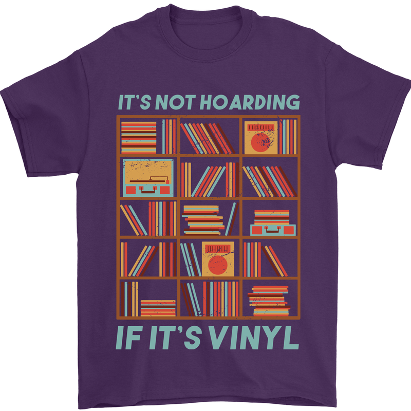 Its Not Hoarding Funny Vinyl Records Turntable Mens T-Shirt 100% Cotton Purple