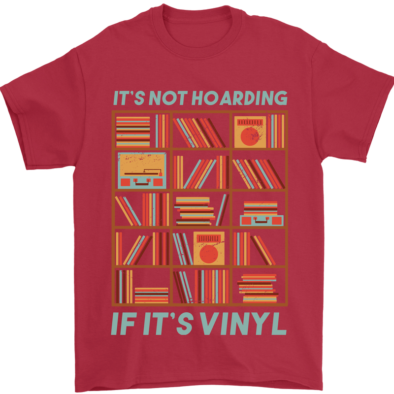 Its Not Hoarding Funny Vinyl Records Turntable Mens T-Shirt 100% Cotton Red