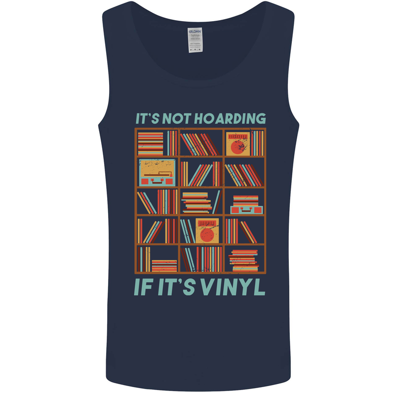 Its Not Hoarding Funny Vinyl Records Turntable Mens Vest Tank Top Navy Blue